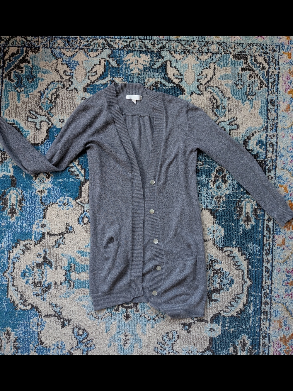 Lumiere Gray Long Button-Front Cardigan